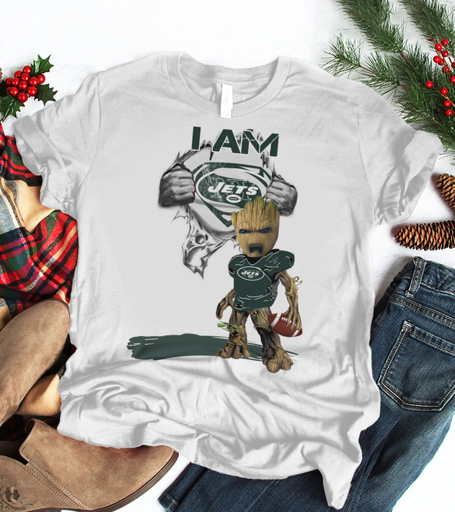 I Am Jets Baby Groot Superman Football Fan T-Shirt