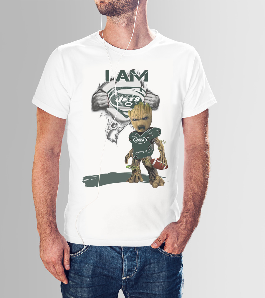 I Am Jets Baby Groot Superman Football Fan T-Shirt