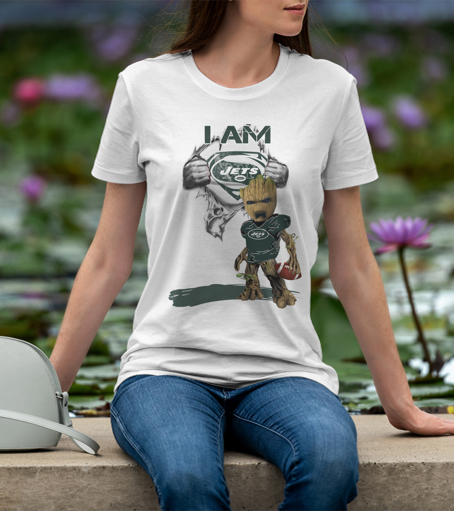 I Am Jets Baby Groot Superman Football Fan T-Shirt