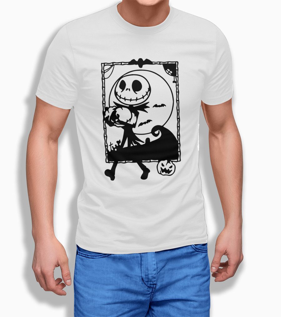 Little Jack Pumpkin Silhouette With Moon And Pumpkin Accents T-Shirt