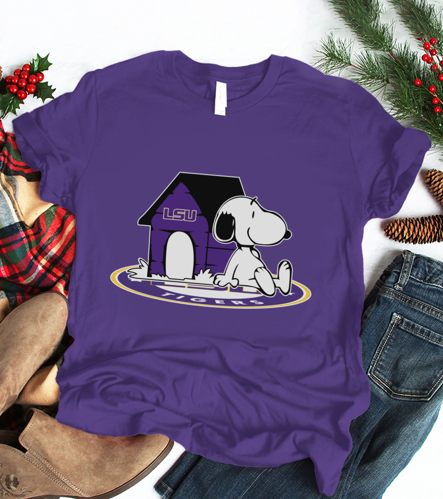 LSU Tigers Football Fan Now And Forever Snoopy Doghouse T-Shirt