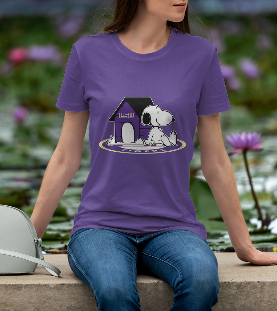 LSU Tigers Football Fan Now And Forever Snoopy Doghouse T-Shirt