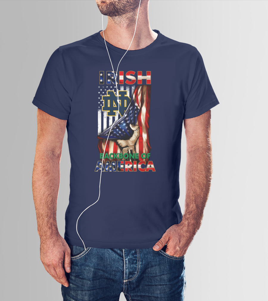 Notre Dame Fighting Irish Nd Logo Backbone Of America Flag T-Shirt