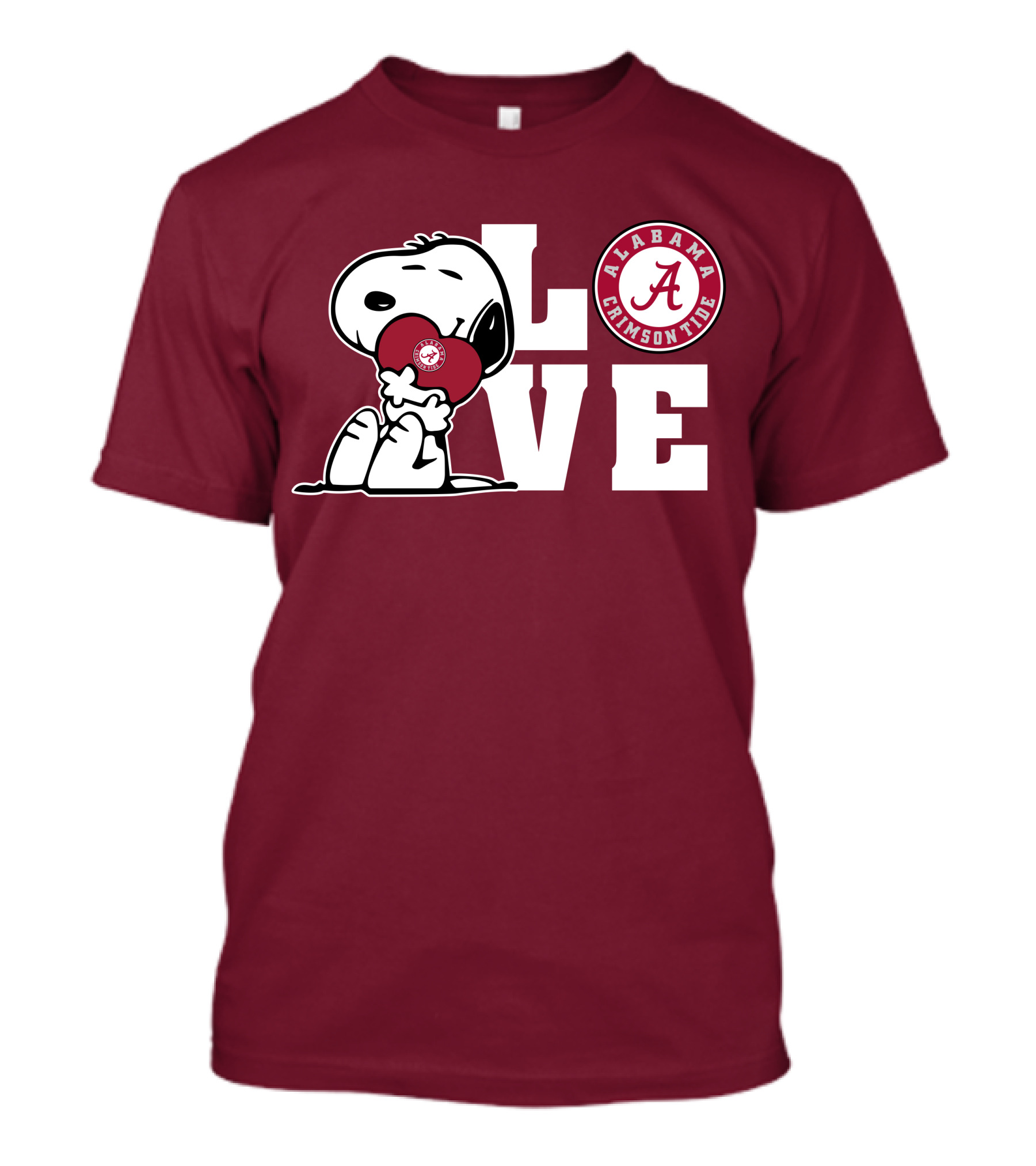 Snoopy Love Alabama Crimson Tide Football T-Shirt