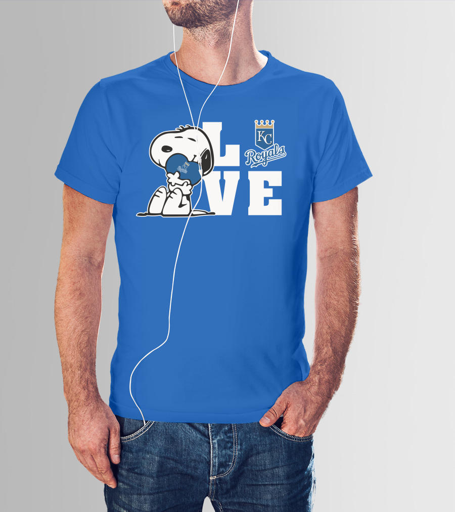 Snoopy Love Kc Royals With Heart T-Shirt