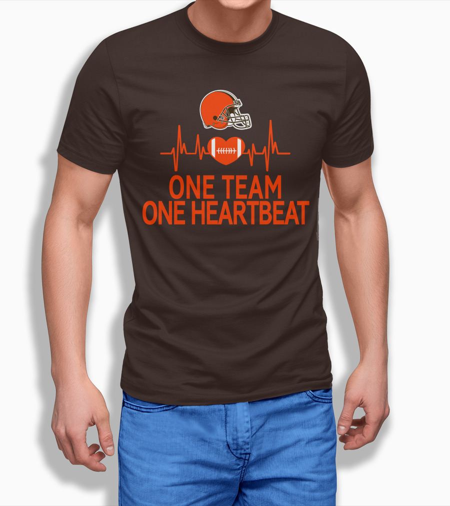 Cleveland Browns Football Helmet One Team One Heartbeat T-Shirt