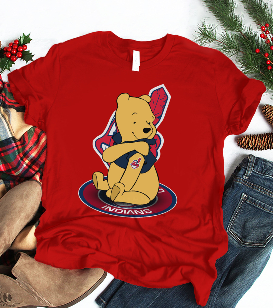 Winnie The Pooh Cleveland Indians Baseball Team Crossover T-Shirt