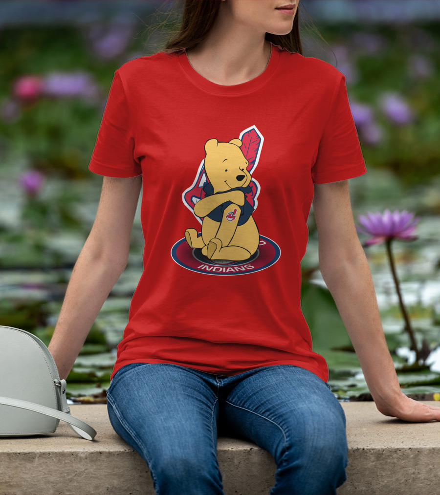 Winnie The Pooh Cleveland Indians Baseball Team Crossover T-Shirt