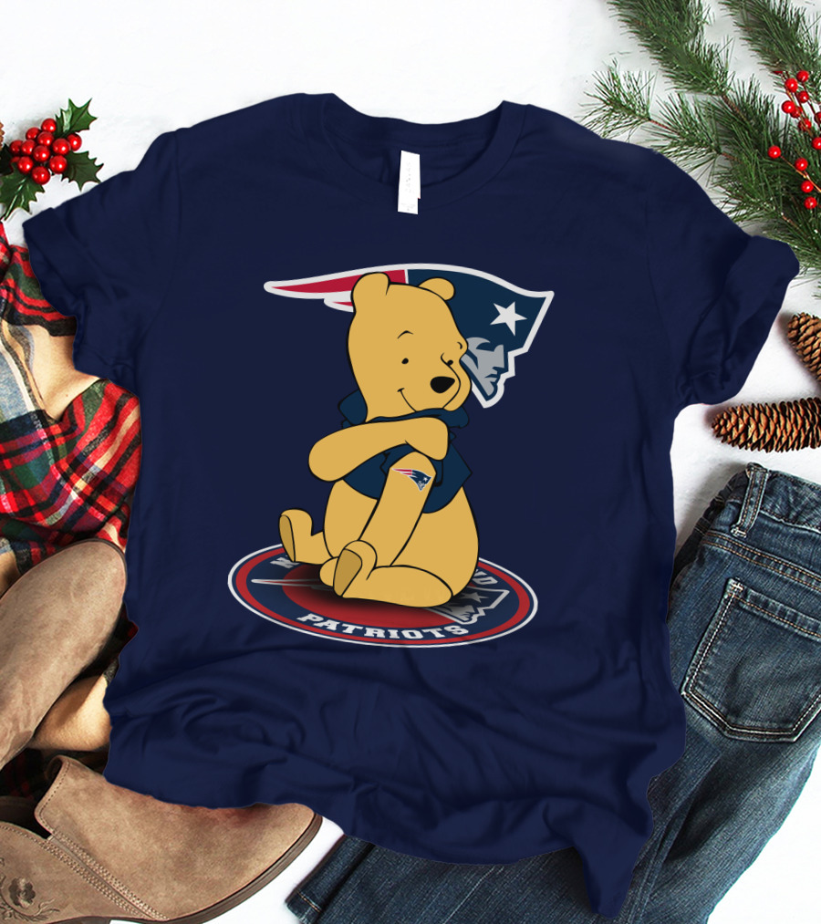 New England Patriots Winnie The Pooh Logo With Patriots Emblem T-Shirt