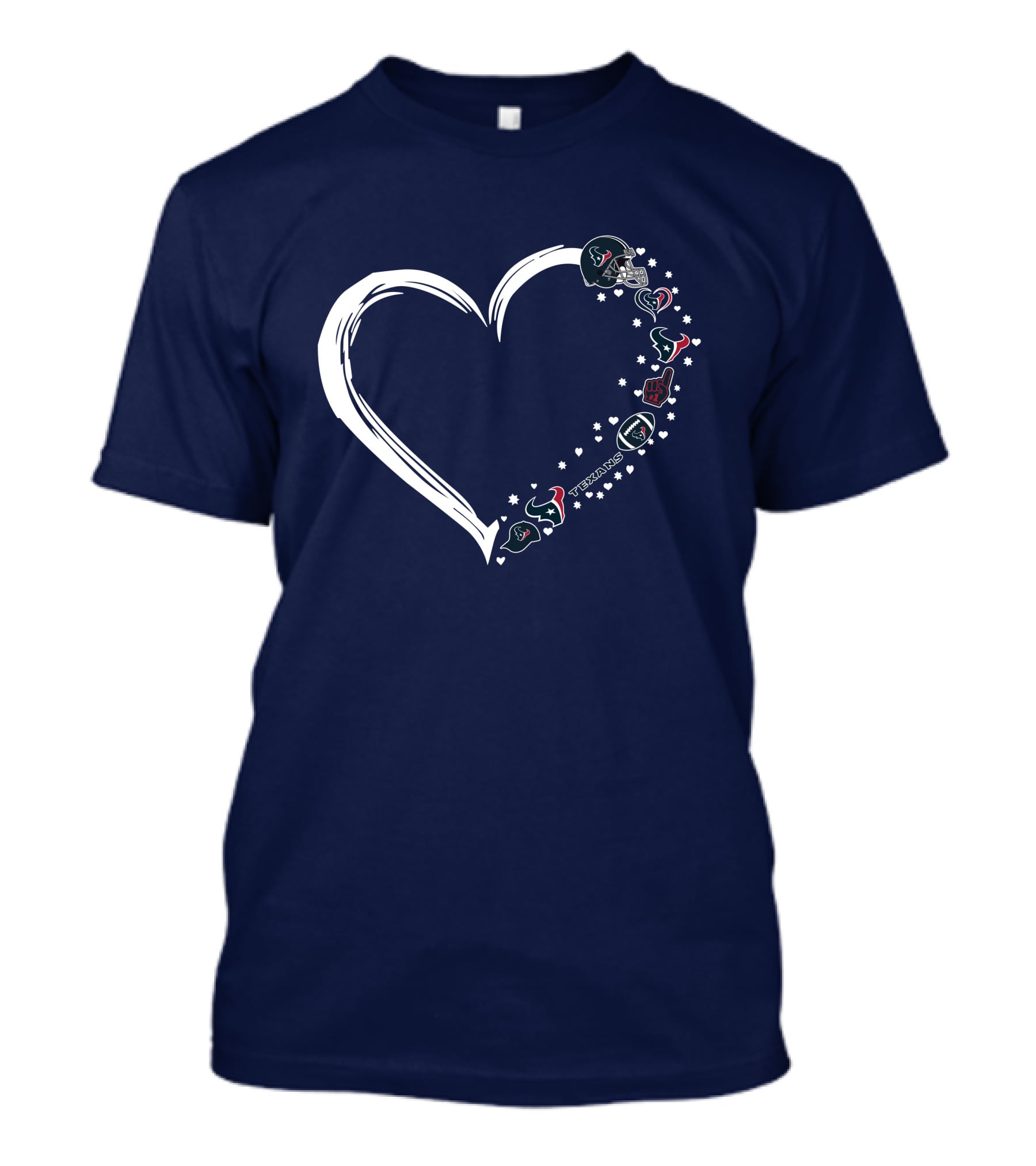 Houston Texans #1 Fan Heart Helmet Stars Football Icons T-Shirt