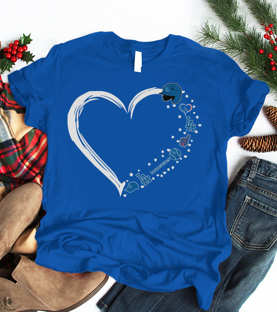 Los Angeles Dodgers Heart LA Dodgers Fan Baseball Symbols T-Shirt