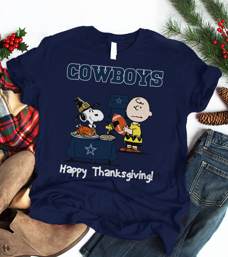 Dallas Cowboys Snoopy Charlie Brown Happy Thanksgiving T-Shirt