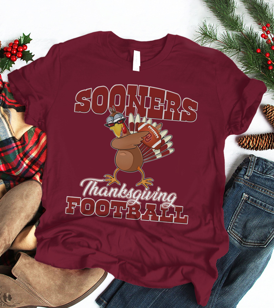 Sooners Thanksgiving Football Turkey In Sunglasses T-Shirt