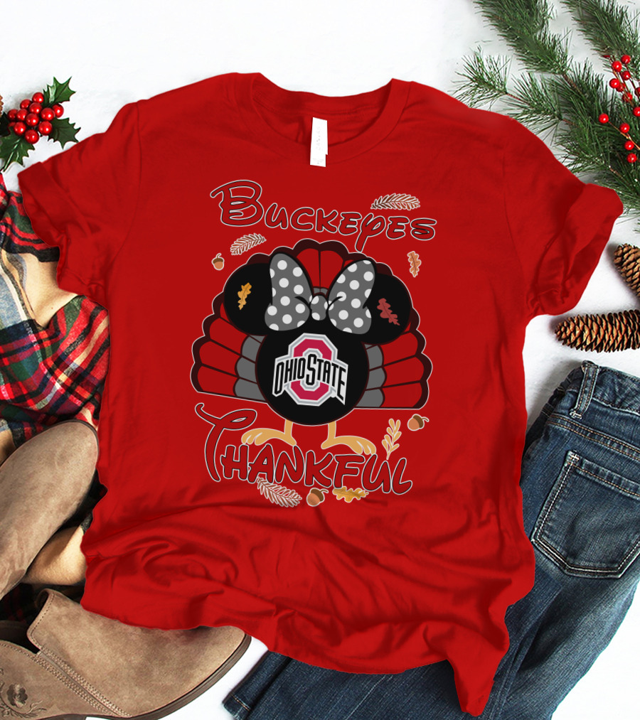 Buckeyes Thankful Ohio State Minnie Thanksgiving T-Shirt