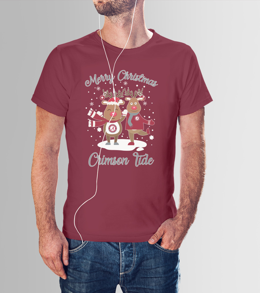 Crimson Tide Merry Christmas Reindeer T-Shirt