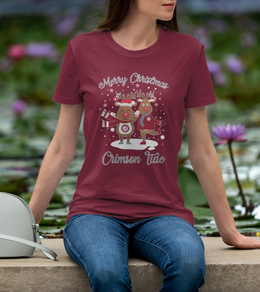 Crimson Tide Merry Christmas Reindeer T-Shirt
