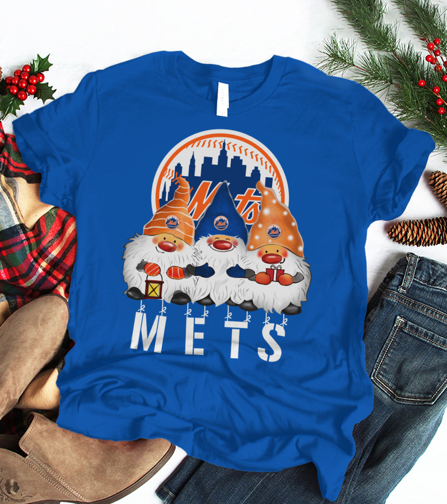 New York Mets Merry Christmas Happy Holidays Gnomes T-Shirt