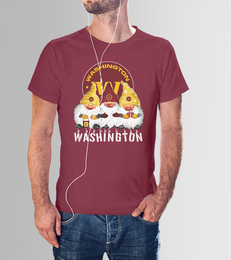 Washington Football Team Christmas Holiday Gnomes W T-Shirt