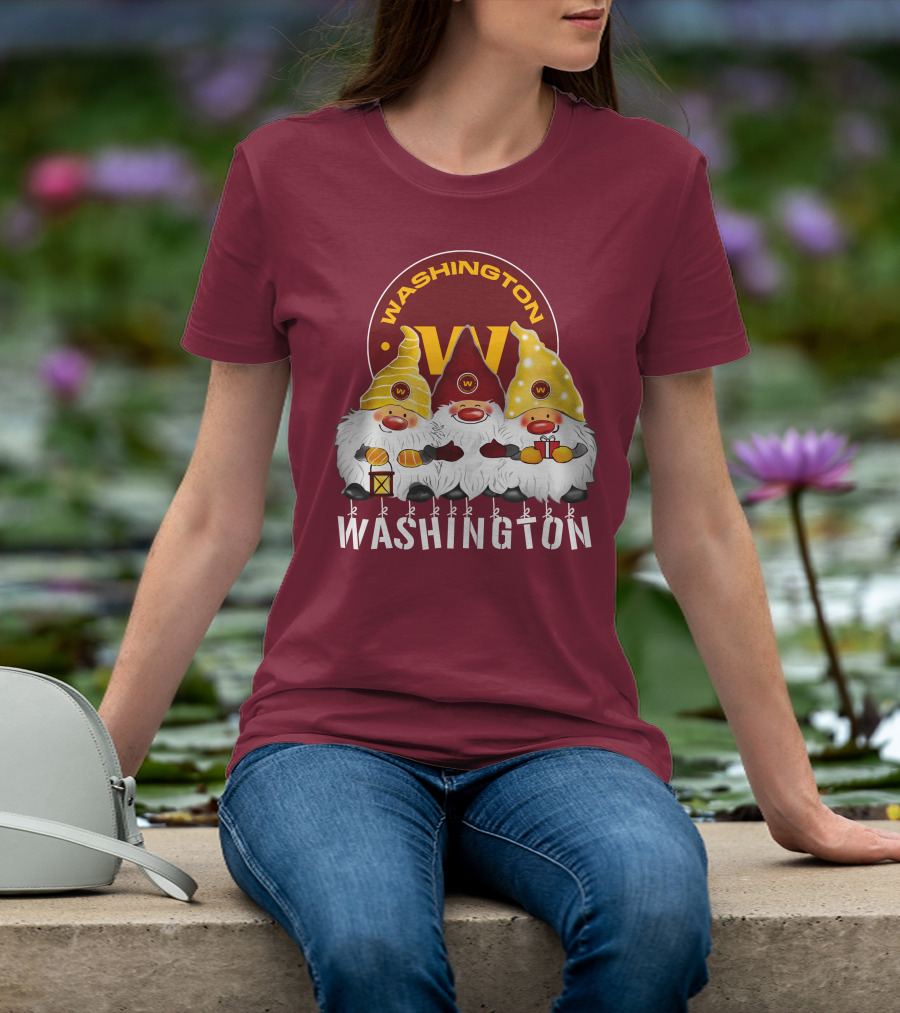 Washington Football Team Christmas Holiday Gnomes W T-Shirt
