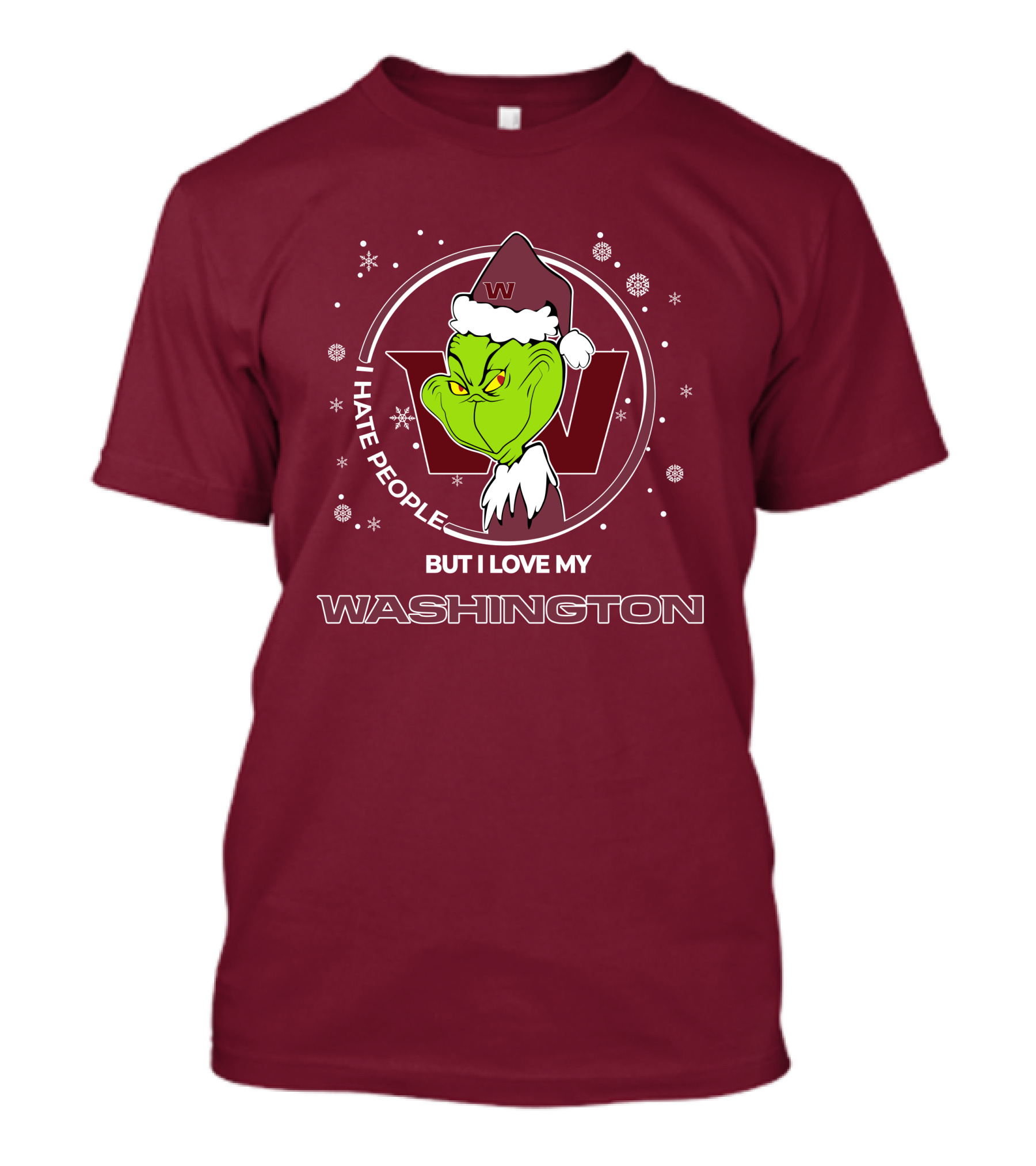 Christmas Grinch Santa I Hate People But I Love My Washington T-Shirt