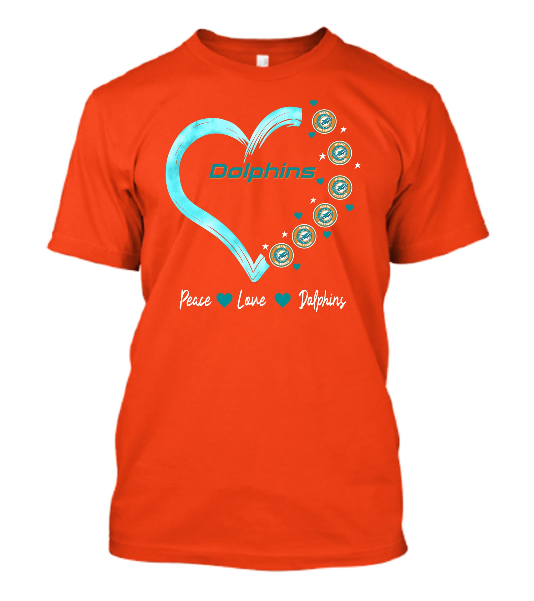 Peace Love Dolphins Heart Miami Dolphins T-Shirt