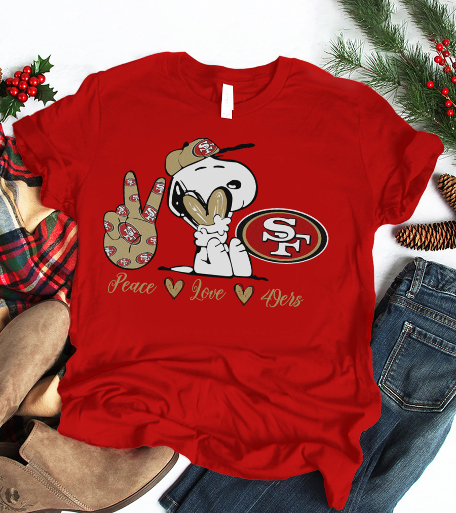 Snoopy Peace Love 49ers Sf T-Shirt