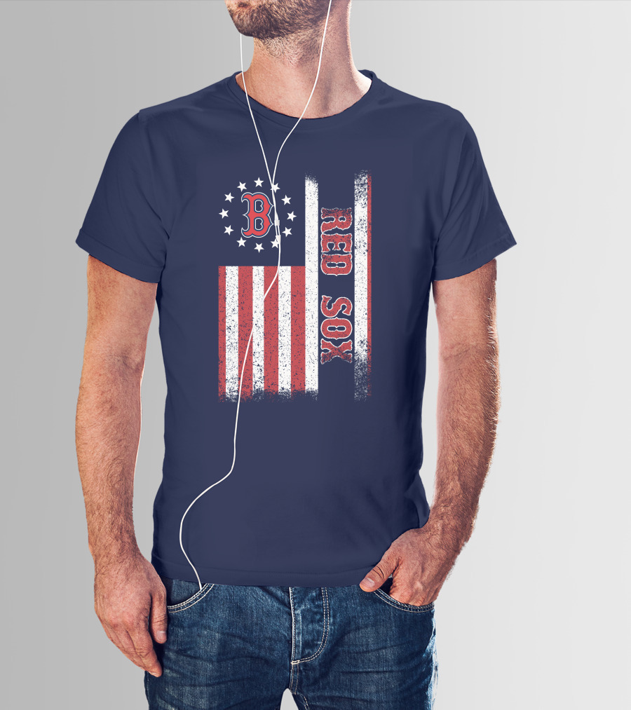 Boston Red Sox American Flag Stars And Stripes T-Shirt