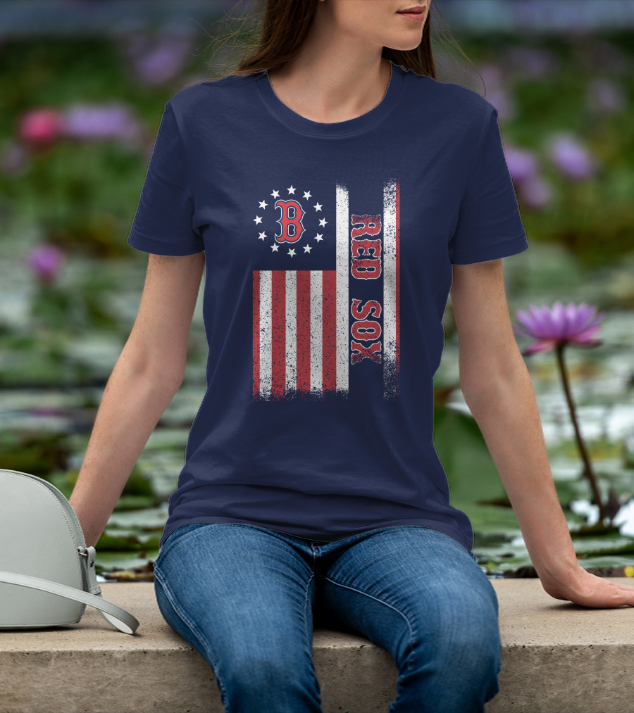 Boston Red Sox American Flag Stars And Stripes T-Shirt