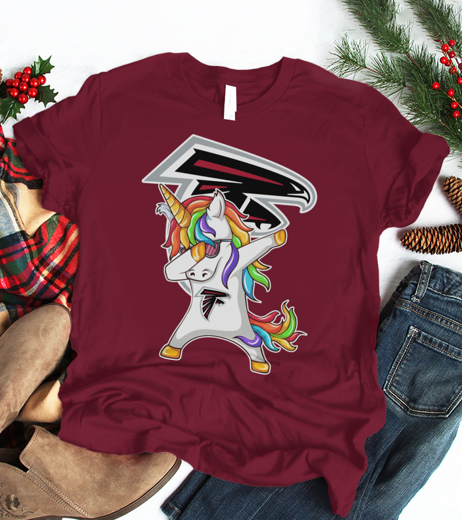 Atlanta Falcons Unicorn Rainbow Dabbing T-Shirt