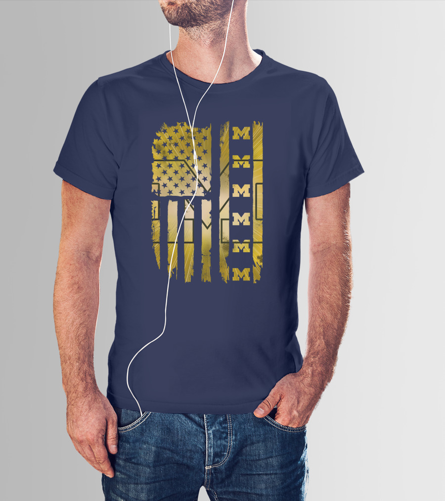 Michigan Wolverines M American Flag T-Shirt