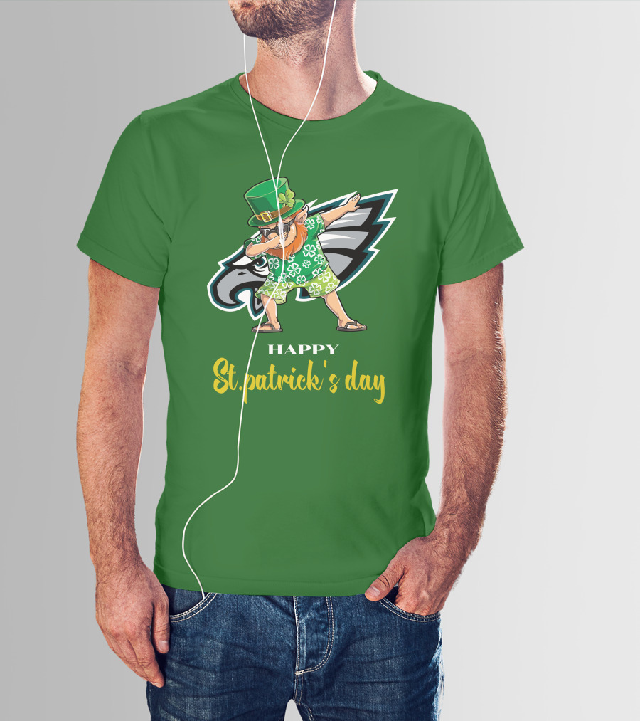 Happy St. Patrick's Day Philadelphia Eagles Dabbing Leprechaun T-Shirt