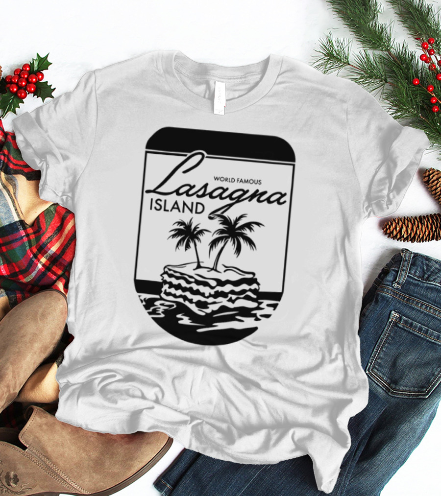 World Famous Lasagna Island Cat Cartoon Comic Humor Retro Style T-Shirt