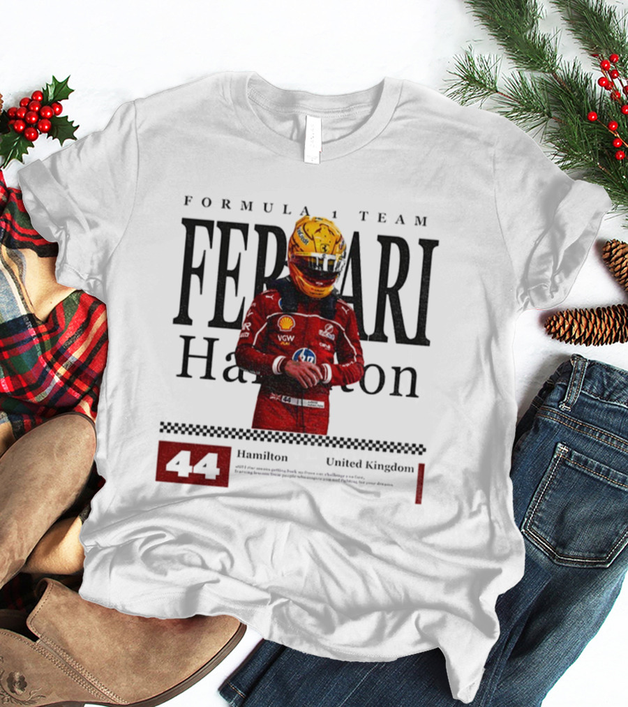 Ferrari Hamilton Red Racing Suit 44 UK Formula 1 Team T-Shirt