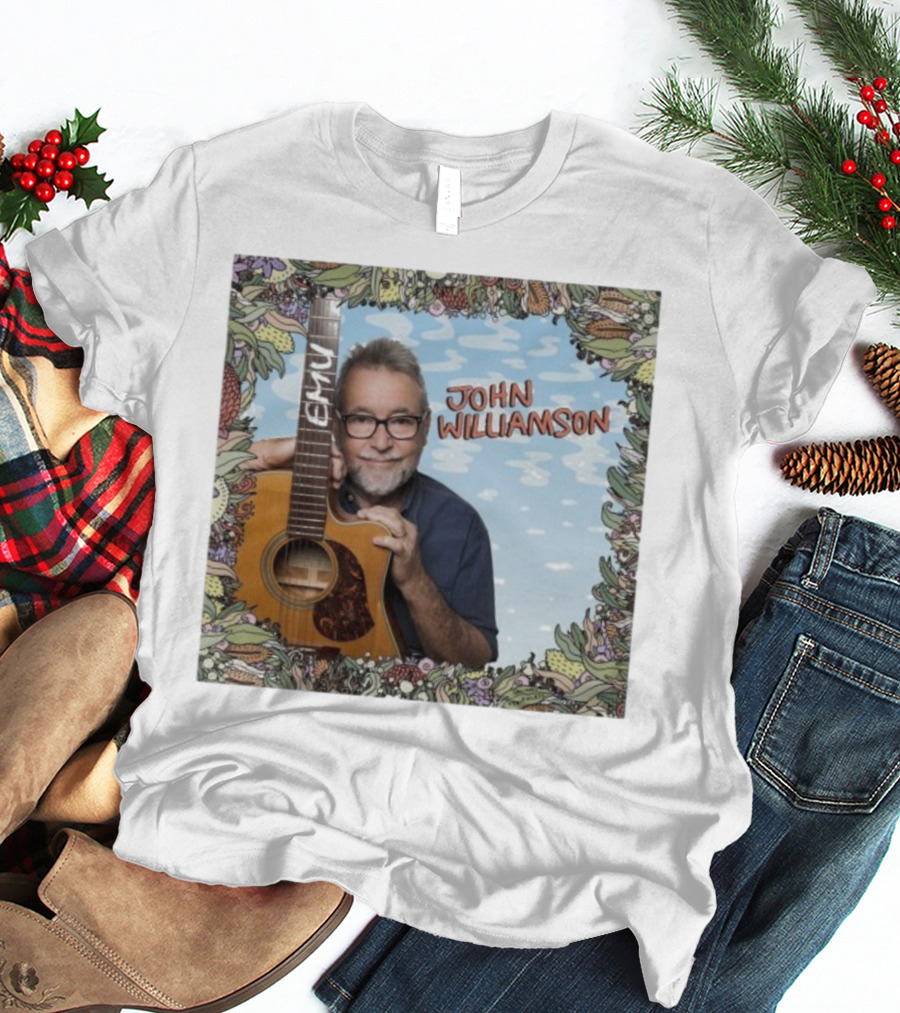 John Williamson EMU Guitar Ausmusic Floral Border T-Shirt
