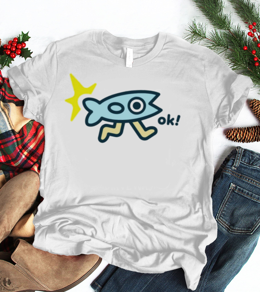 Oksuperday Fish With Legs And Star Icon Ok T-Shirt