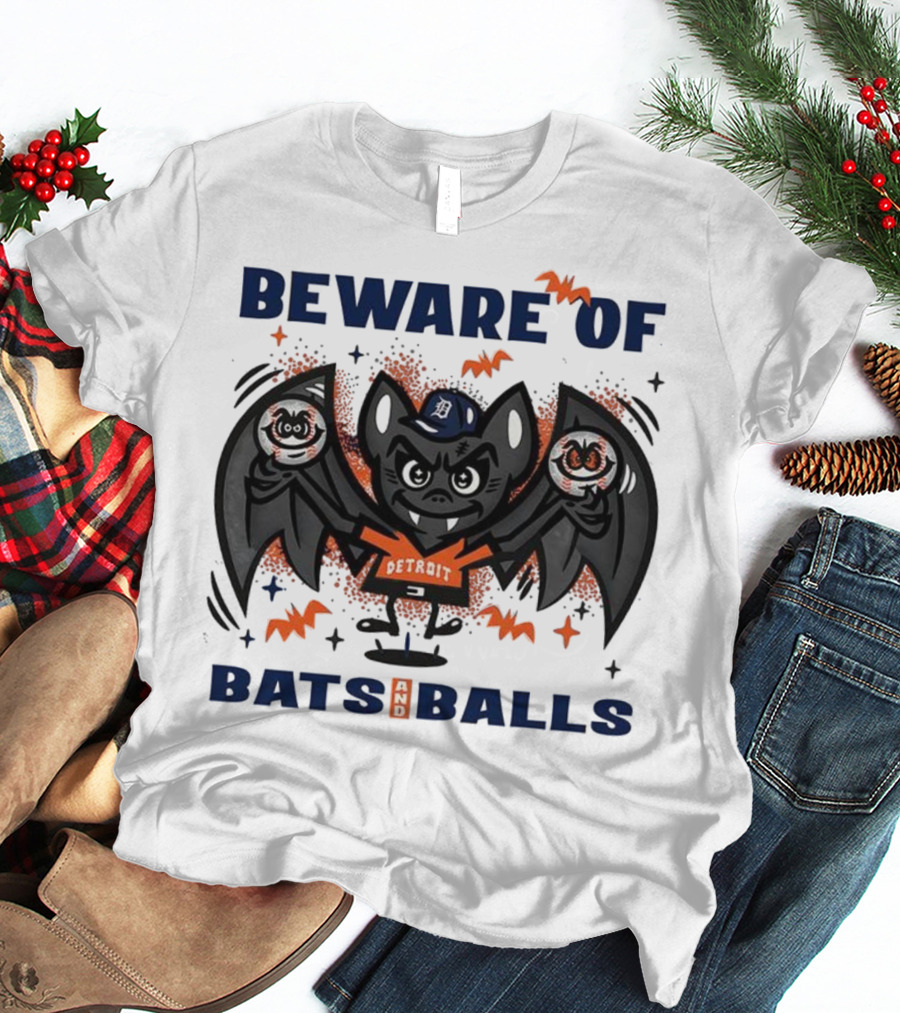 Beware Of Bats And Balls Detroit Halloween Baseball Theme T-Shirt
