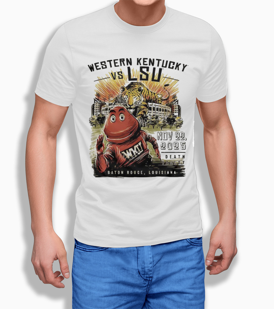 Western Kentucky Vs LSU November 2025 Tiger Mascot Baton Rouge Louisiana Stadium T-Shirt