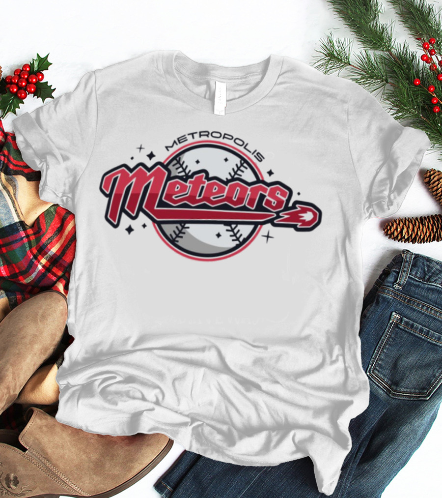 Metropolis Meteors Baseball Team Emblem Logo T-Shirt