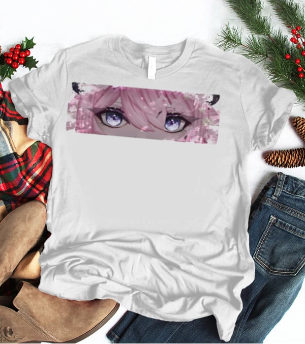 Bluefi Rose Eyes Pink Hair Floral Horns Anime Aesthetic T-Shirt