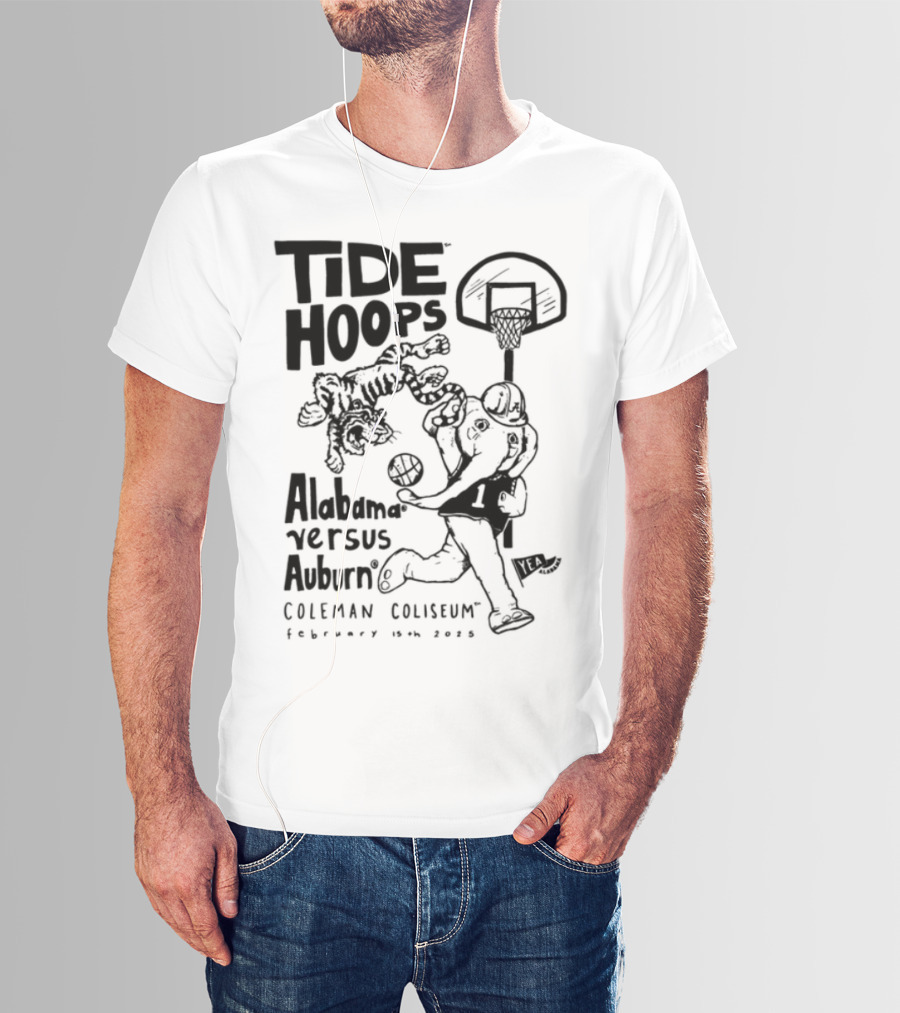 Tide Hoops Alabama Versus Auburn Basketball Showdown Crimson Night T-Shirt