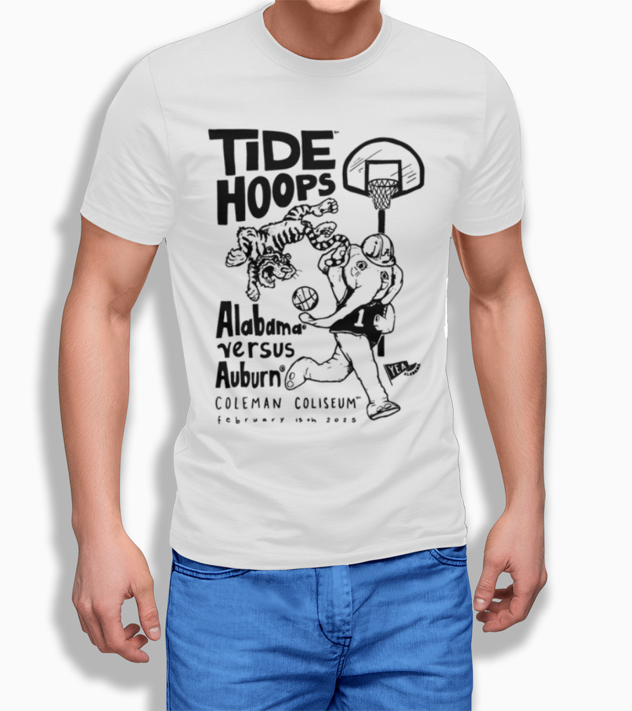 Tide Hoops Alabama Versus Auburn Basketball Showdown Crimson Night T-Shirt