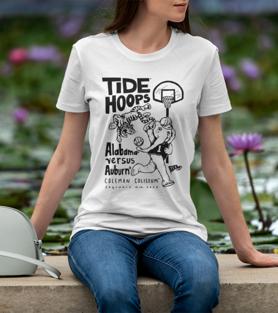 Tide Hoops Alabama Versus Auburn Basketball Showdown Crimson Night T-Shirt
