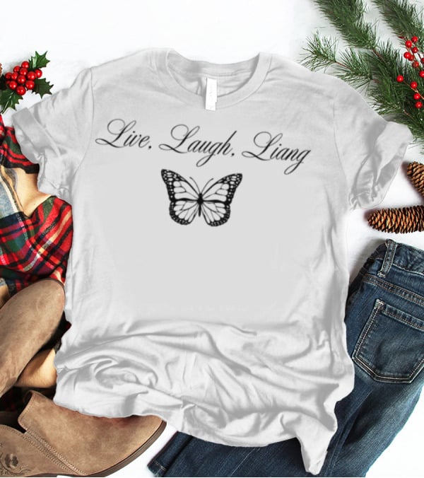 Live Laugh Liang Butterfly Motif T-Shirt