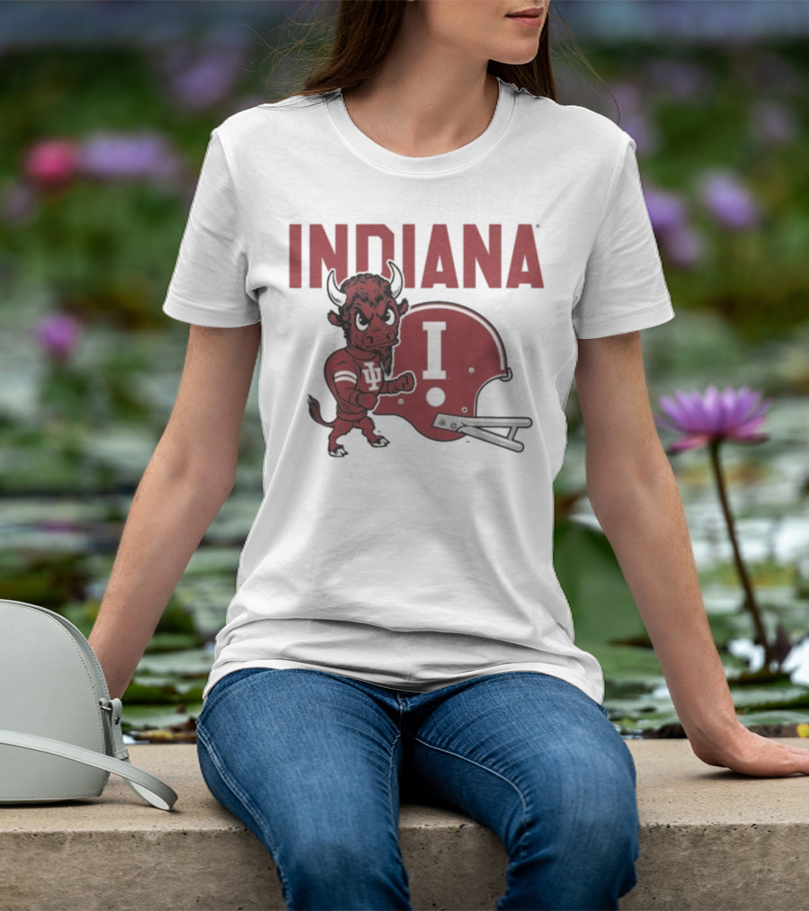 Indiana Hoosiers Bison Mascot And Football Helmet T-Shirt