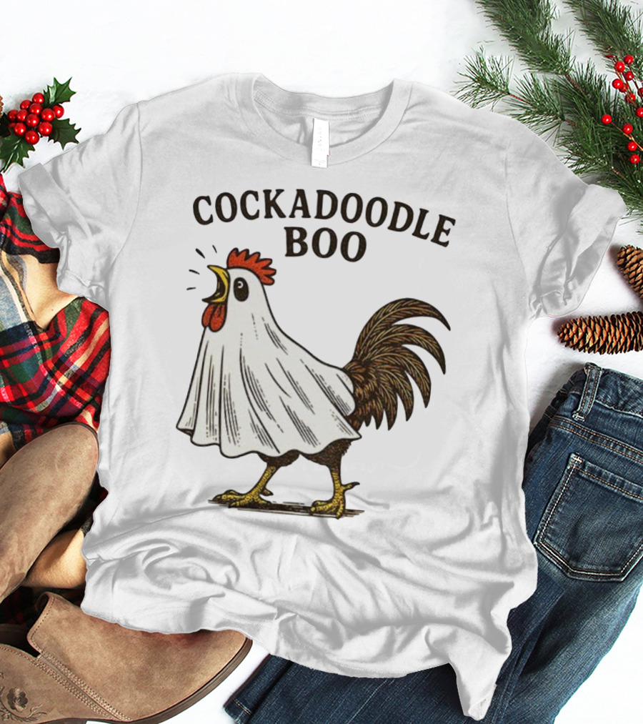 Cockadoodle Boo Ghost Rooster Halloween 2025 T-Shirt