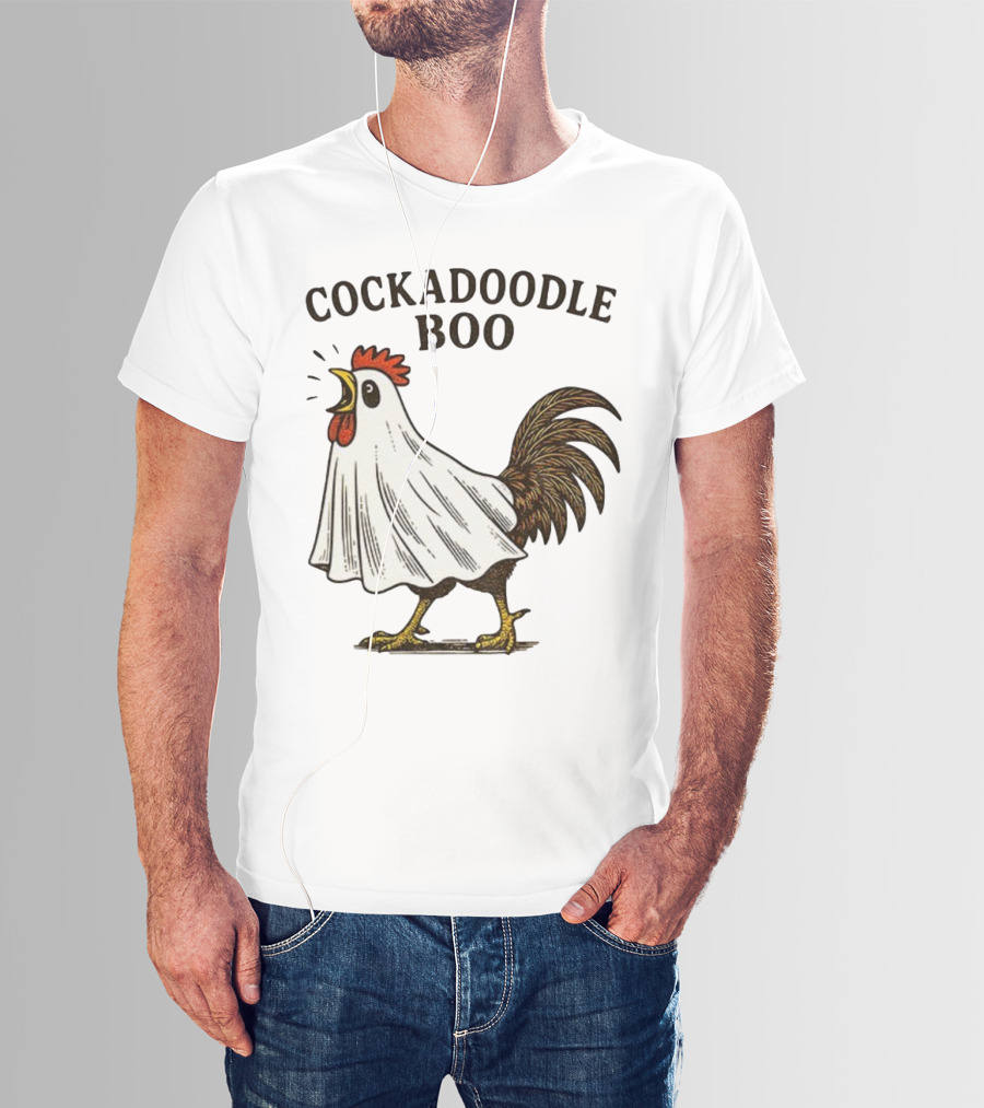 Cockadoodle Boo Ghost Rooster Halloween 2025 T-Shirt