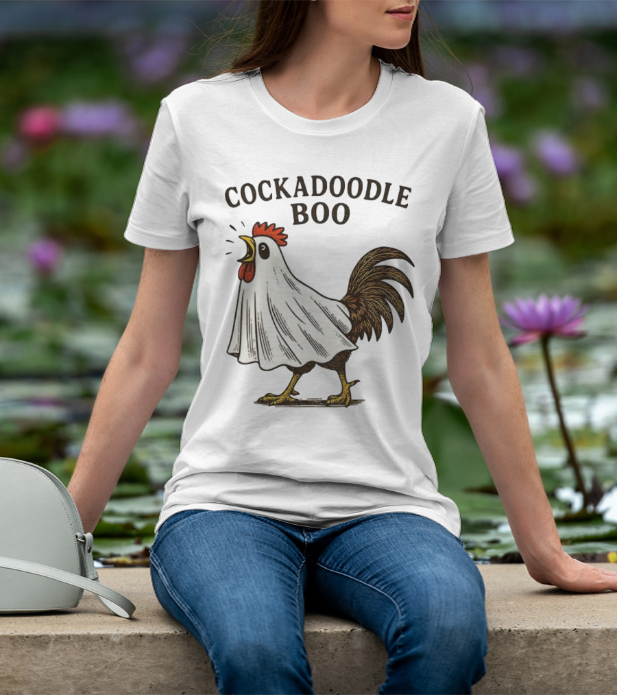 Cockadoodle Boo Ghost Rooster Halloween 2025 T-Shirt