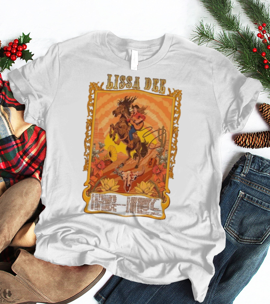 Lissa Dee Horseback Rider Guitar Sunset October November December Tour 2025 T-Shirt