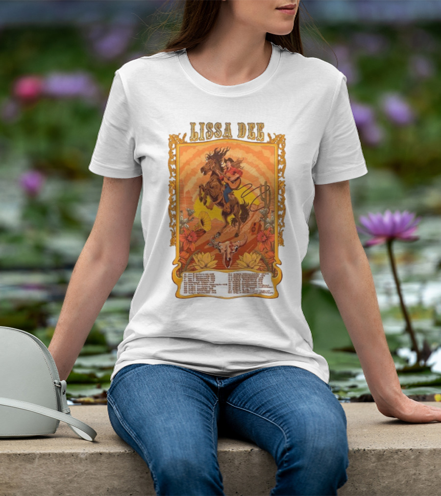 Lissa Dee Horseback Rider Guitar Sunset October November December Tour 2025 T-Shirt