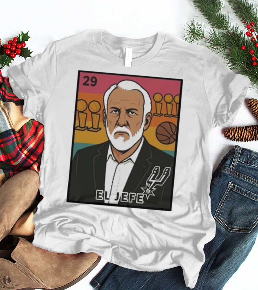 Porvida Popovich El Jefe San Antonio Spurs 29 Trophy T-Shirt